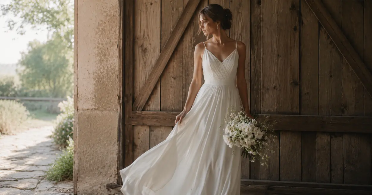 Elegant simple wedding dresses for modern brides featuring timeless minimalist bridal styles