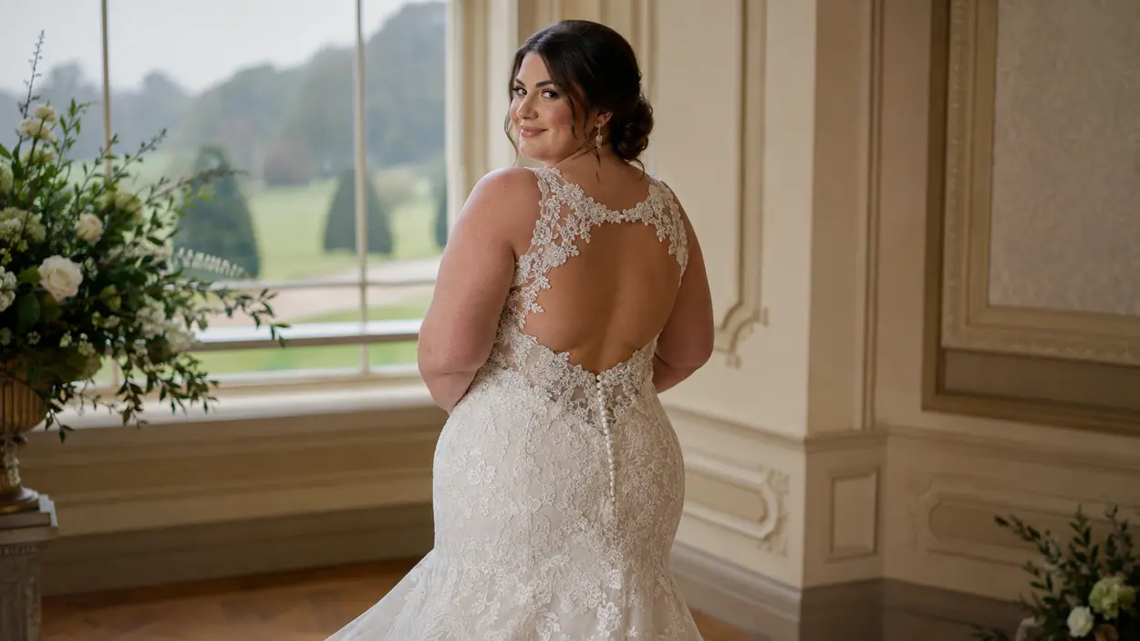 Lace Mermaid Wedding Dresses with Open Backs: Beautiful Fitted Styles for Plus-Size Brides